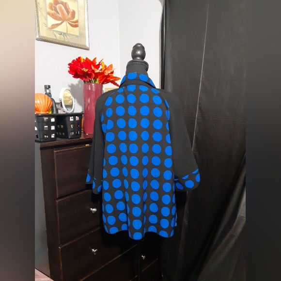 Ali Miles Ladies Black/Blue Polka Dot Blouse/Top - Picture 8 of 11